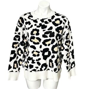Sugarlips Mila Leopard Sweater Size X Large White/Black